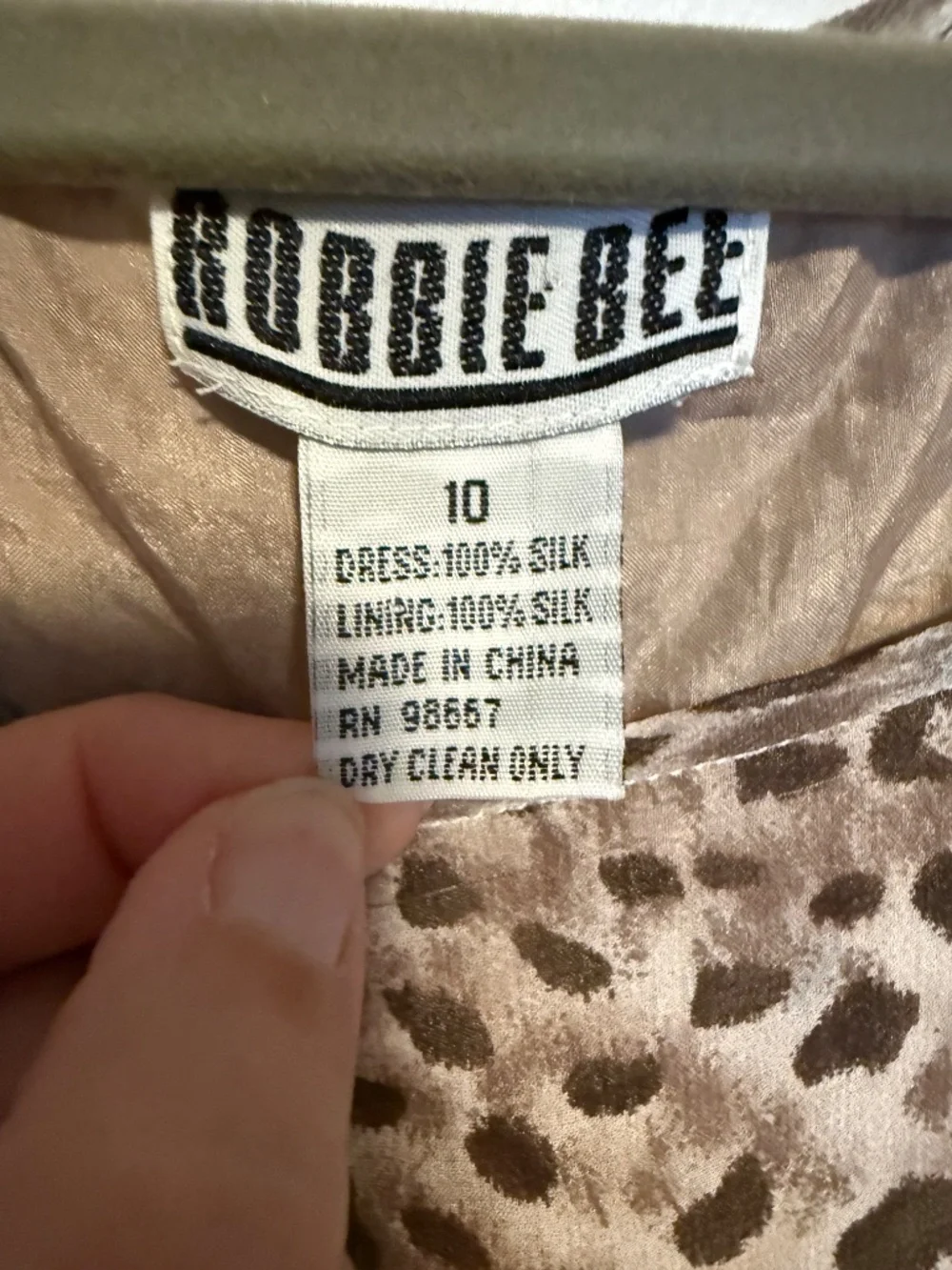 Vintage Robbie Bee 100% Silk Leopard Maxi‎ Dress Size 10